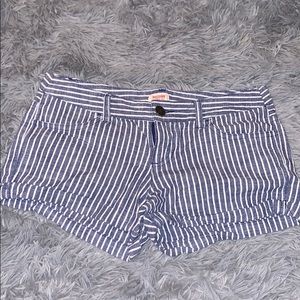 Blue and white striped shorts